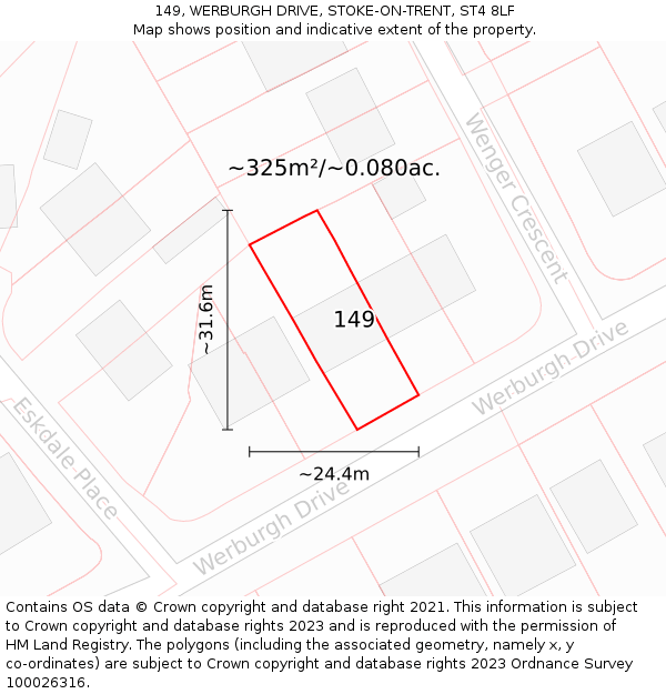 149, WERBURGH DRIVE, STOKE-ON-TRENT, ST4 8LF: Plot and title map