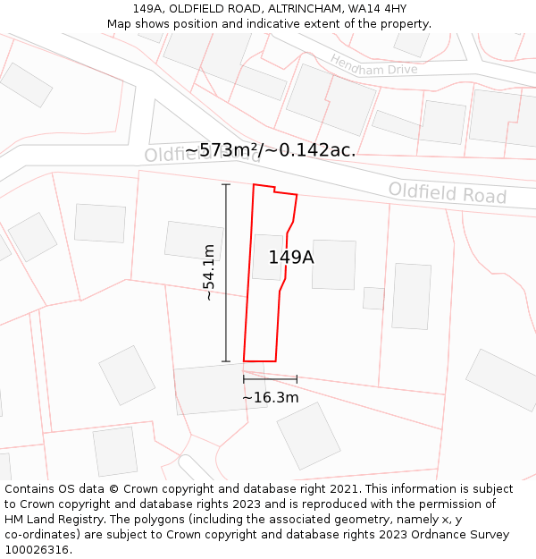 149A, OLDFIELD ROAD, ALTRINCHAM, WA14 4HY: Plot and title map