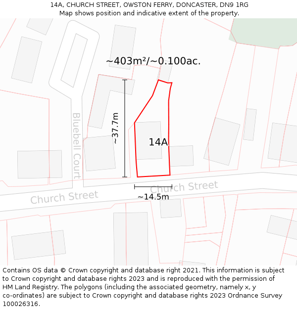 14A, CHURCH STREET, OWSTON FERRY, DONCASTER, DN9 1RG: Plot and title map