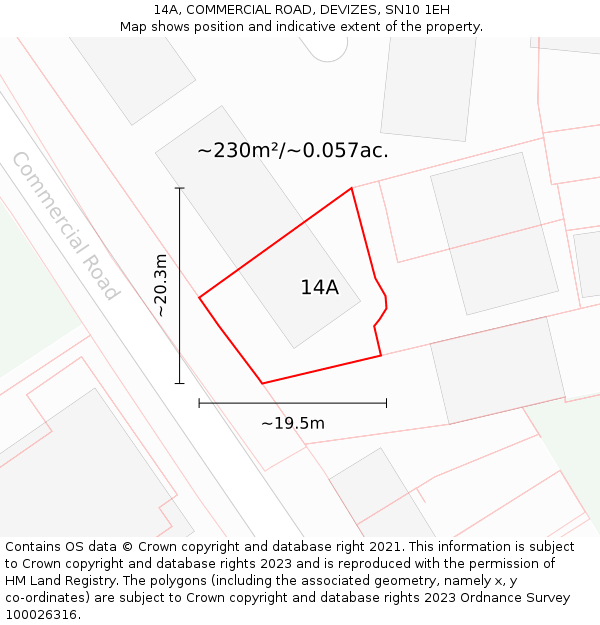 14A, COMMERCIAL ROAD, DEVIZES, SN10 1EH: Plot and title map