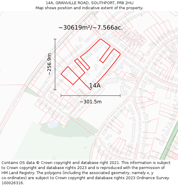 14A, GRANVILLE ROAD, SOUTHPORT, PR8 2HU: Plot and title map