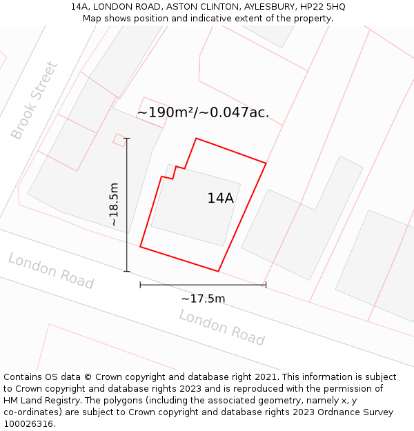 14A, LONDON ROAD, ASTON CLINTON, AYLESBURY, HP22 5HQ: Plot and title map