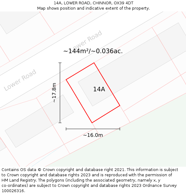 14A, LOWER ROAD, CHINNOR, OX39 4DT: Plot and title map