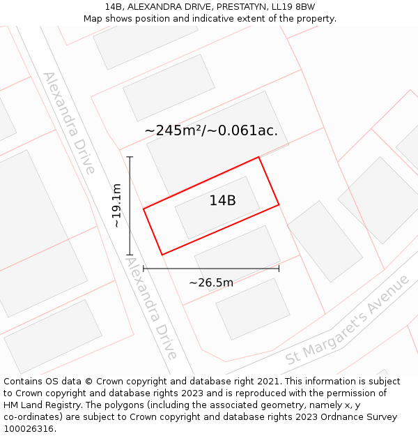 14B, ALEXANDRA DRIVE, PRESTATYN, LL19 8BW: Plot and title map