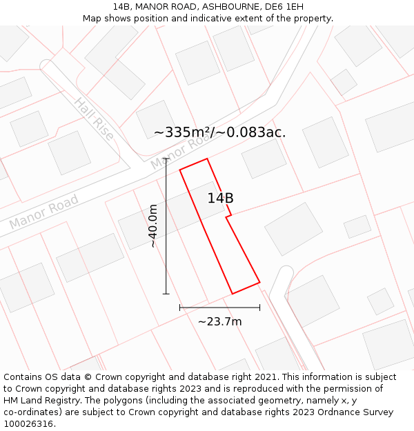 14B, MANOR ROAD, ASHBOURNE, DE6 1EH: Plot and title map