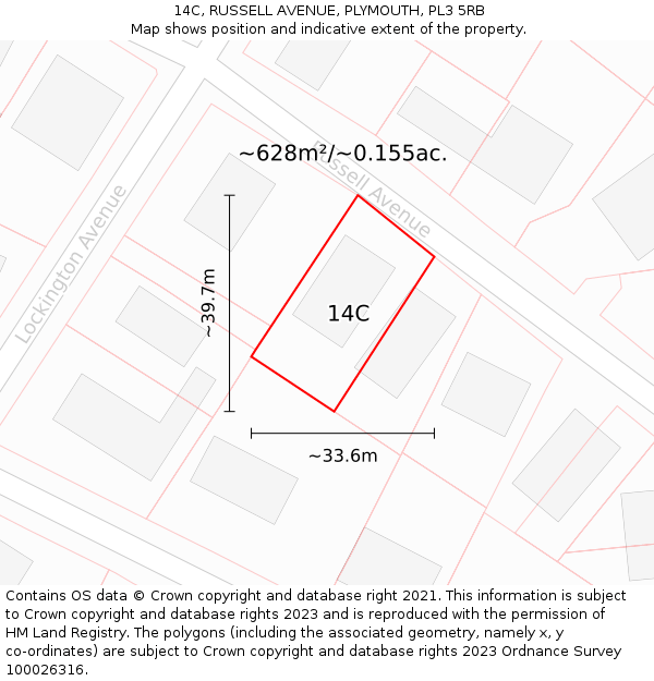 14C, RUSSELL AVENUE, PLYMOUTH, PL3 5RB: Plot and title map