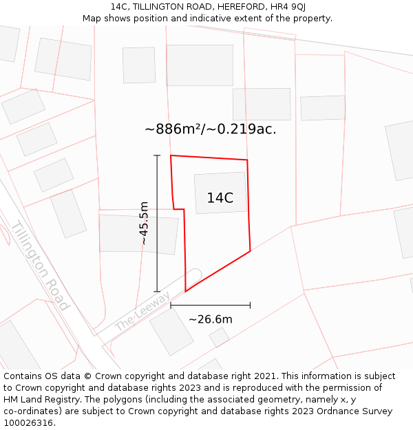 14C, TILLINGTON ROAD, HEREFORD, HR4 9QJ: Plot and title map