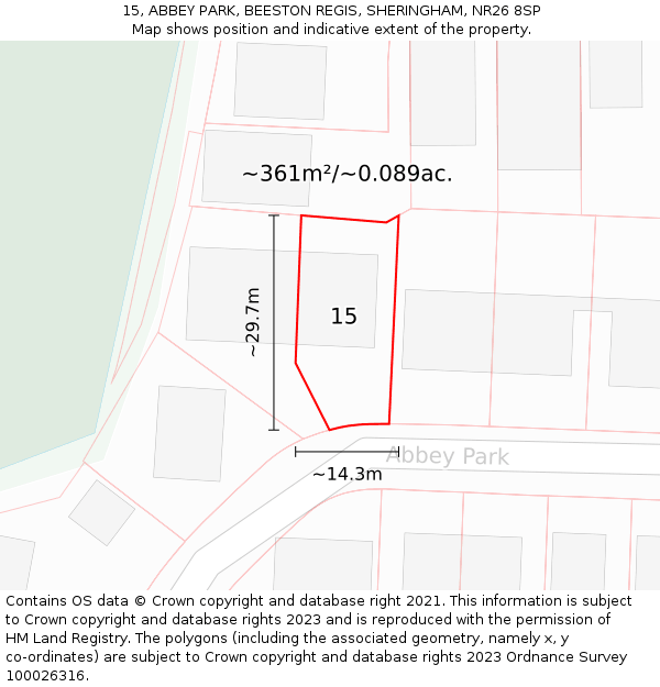 15, ABBEY PARK, BEESTON REGIS, SHERINGHAM, NR26 8SP: Plot and title map