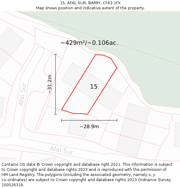 15, AFAL SUR, BARRY, CF63 1FX: Plot and title map