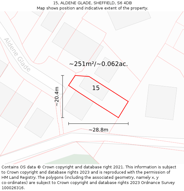 15, ALDENE GLADE, SHEFFIELD, S6 4DB: Plot and title map