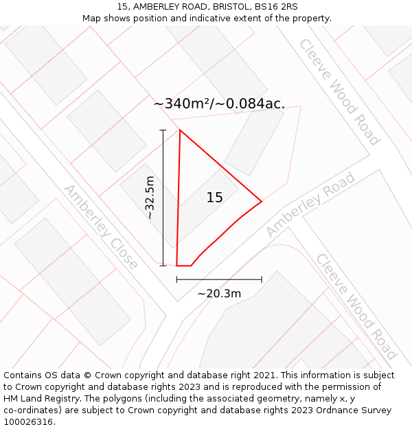 15, AMBERLEY ROAD, BRISTOL, BS16 2RS: Plot and title map