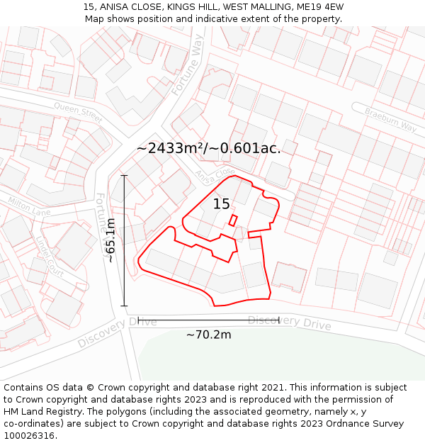 15, ANISA CLOSE, KINGS HILL, WEST MALLING, ME19 4EW: Plot and title map