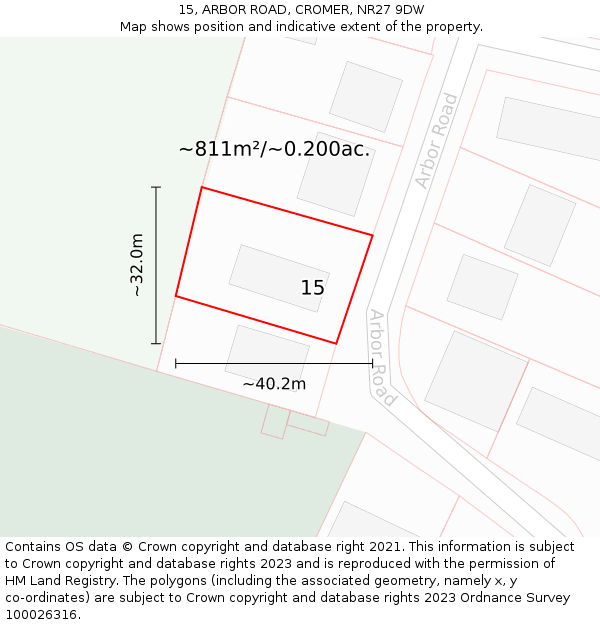 15, ARBOR ROAD, CROMER, NR27 9DW: Plot and title map