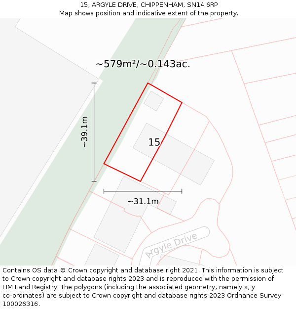 15, ARGYLE DRIVE, CHIPPENHAM, SN14 6RP: Plot and title map