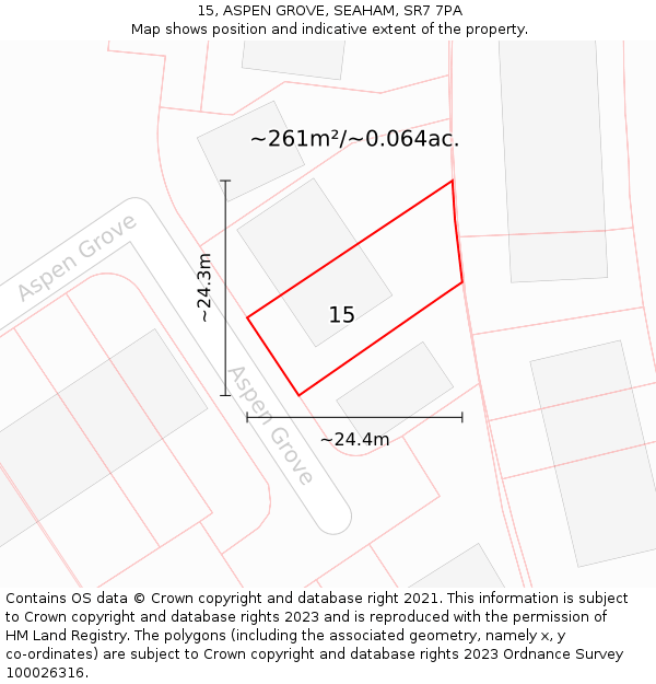 15, ASPEN GROVE, SEAHAM, SR7 7PA: Plot and title map