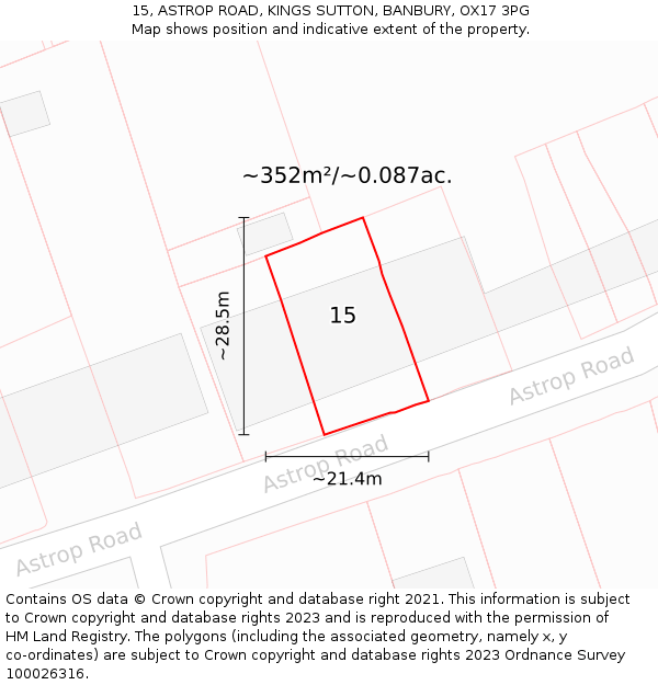 15, ASTROP ROAD, KINGS SUTTON, BANBURY, OX17 3PG: Plot and title map