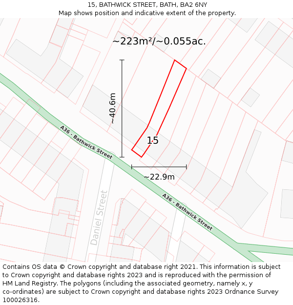 15, BATHWICK STREET, BATH, BA2 6NY: Plot and title map