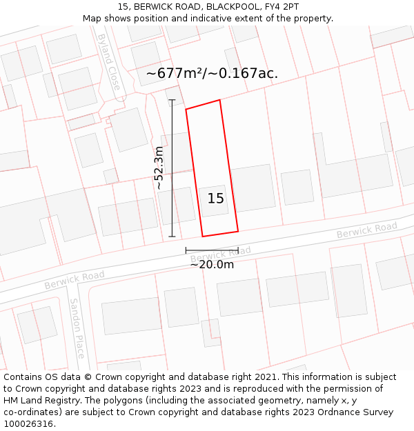 15, BERWICK ROAD, BLACKPOOL, FY4 2PT: Plot and title map