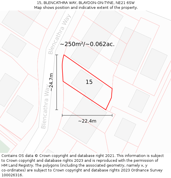 15, BLENCATHRA WAY, BLAYDON-ON-TYNE, NE21 6SW: Plot and title map
