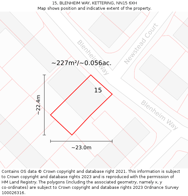 15, BLENHEIM WAY, KETTERING, NN15 6XH: Plot and title map