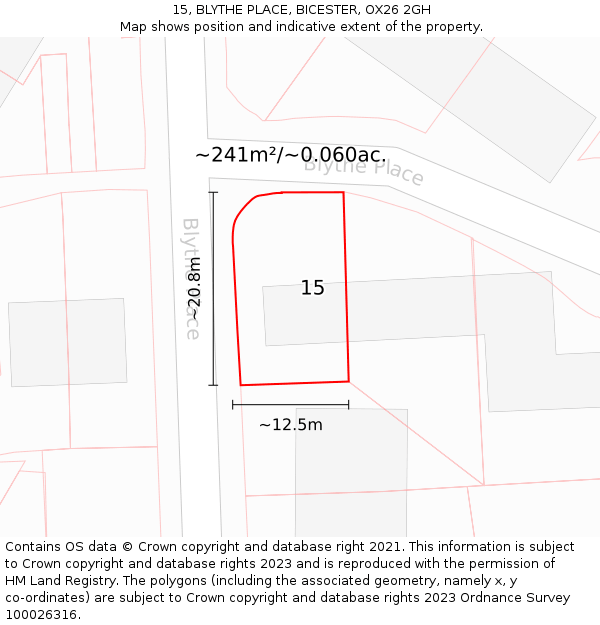 15, BLYTHE PLACE, BICESTER, OX26 2GH: Plot and title map