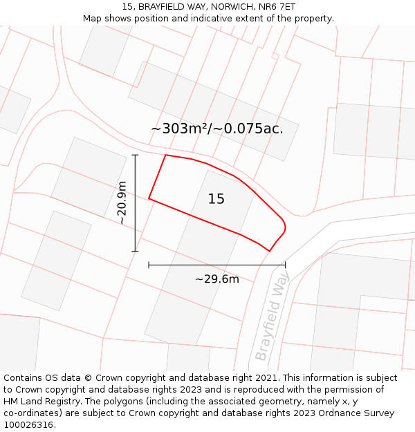 15, BRAYFIELD WAY, NORWICH, NR6 7ET: Plot and title map