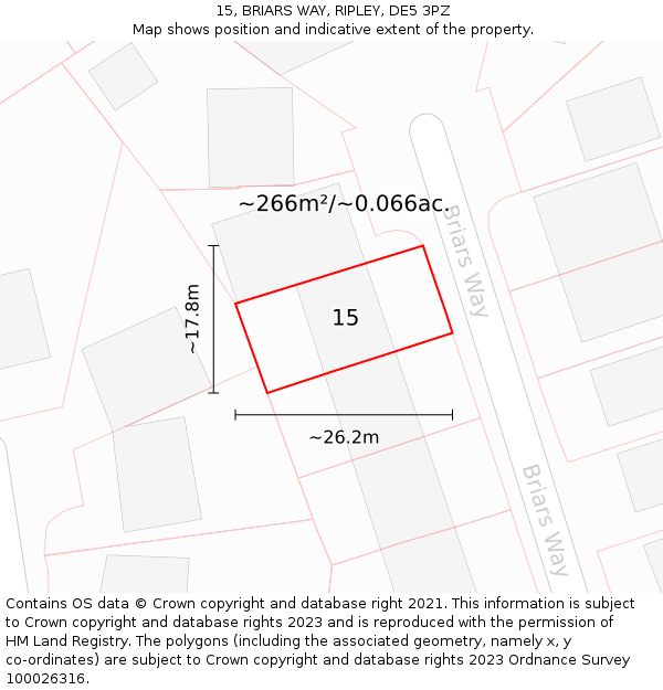 15, BRIARS WAY, RIPLEY, DE5 3PZ: Plot and title map