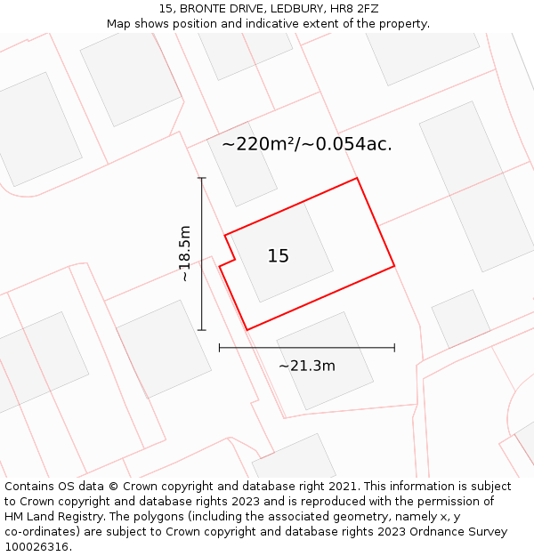 15, BRONTE DRIVE, LEDBURY, HR8 2FZ: Plot and title map