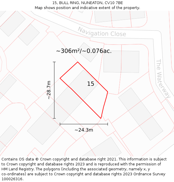 15, BULL RING, NUNEATON, CV10 7BE: Plot and title map