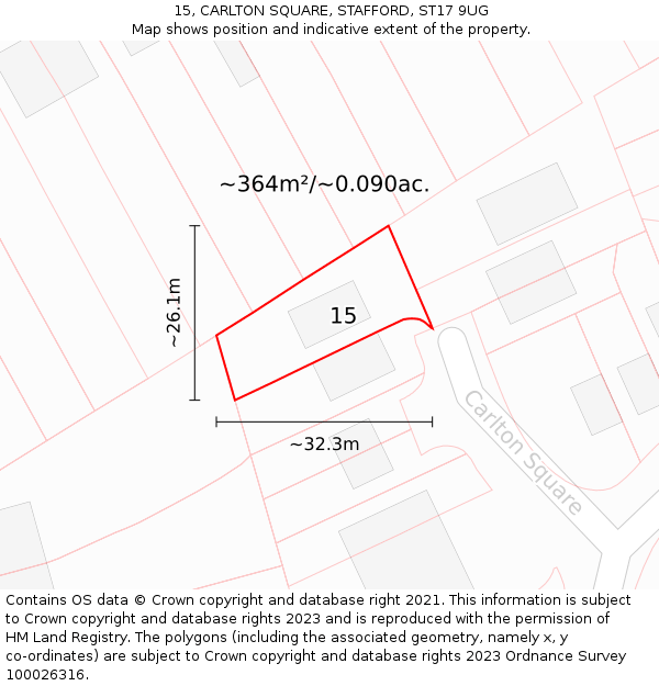 15, CARLTON SQUARE, STAFFORD, ST17 9UG: Plot and title map