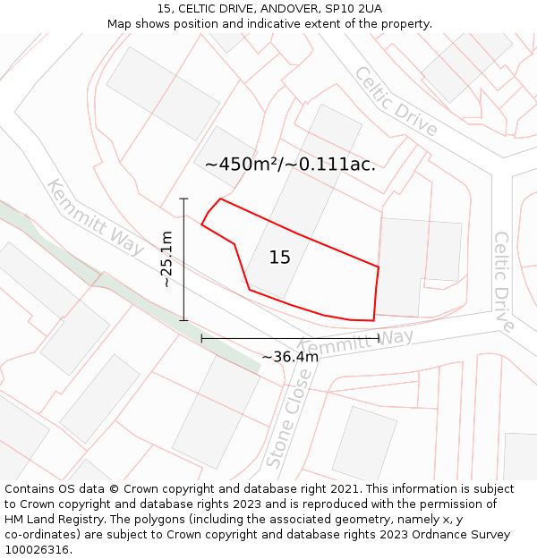 15, CELTIC DRIVE, ANDOVER, SP10 2UA: Plot and title map