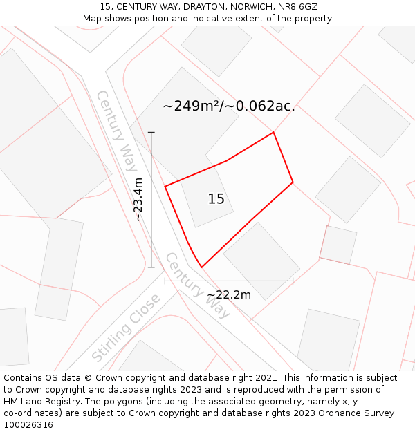 15, CENTURY WAY, DRAYTON, NORWICH, NR8 6GZ: Plot and title map