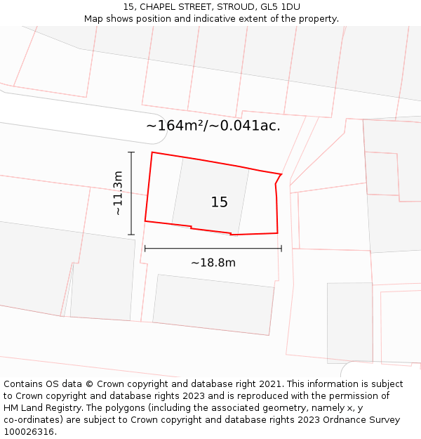 15, CHAPEL STREET, STROUD, GL5 1DU: Plot and title map