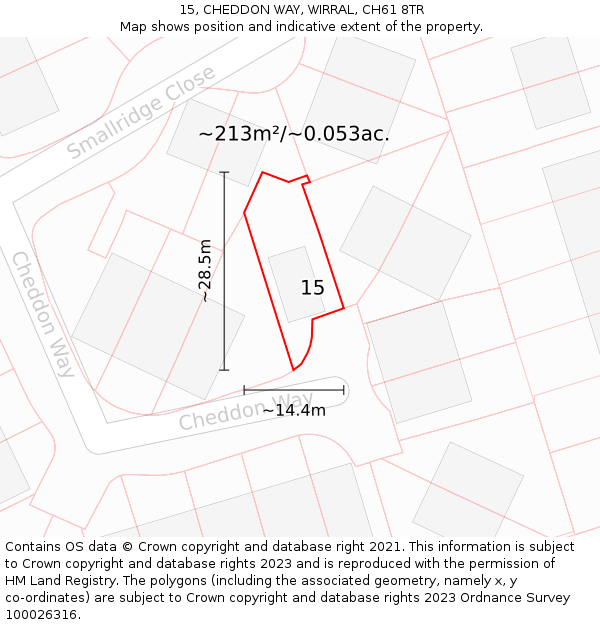 15, CHEDDON WAY, WIRRAL, CH61 8TR: Plot and title map