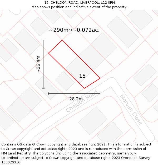 15, CHELDON ROAD, LIVERPOOL, L12 0RN: Plot and title map