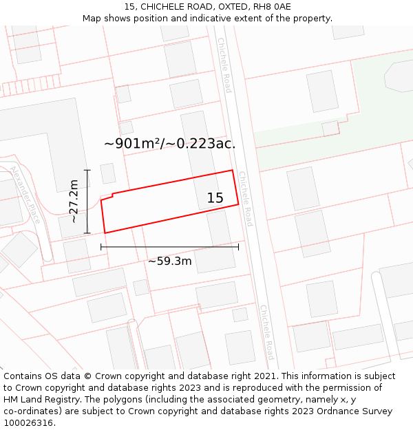 15, CHICHELE ROAD, OXTED, RH8 0AE: Plot and title map