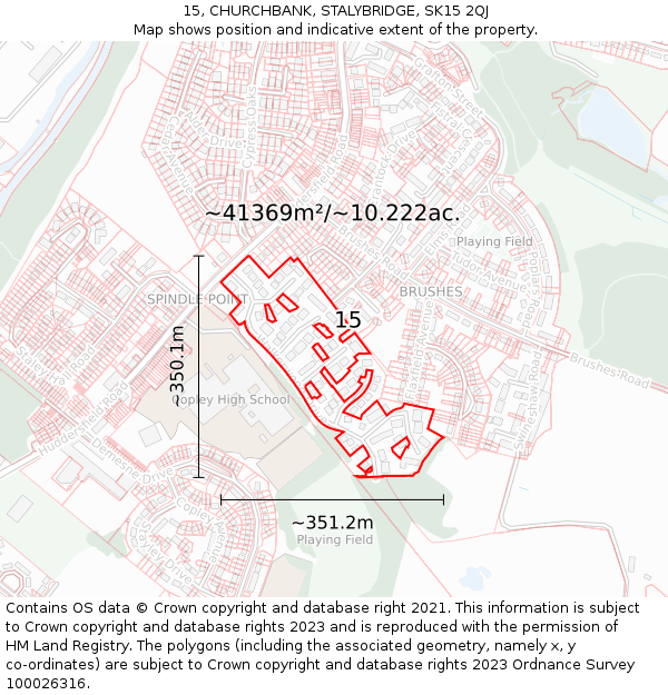 15, CHURCHBANK, STALYBRIDGE, SK15 2QJ: Plot and title map