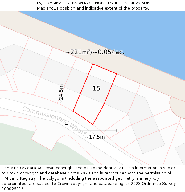 15, COMMISSIONERS WHARF, NORTH SHIELDS, NE29 6DN: Plot and title map