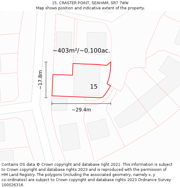 15, CRASTER POINT, SEAHAM, SR7 7WW: Plot and title map