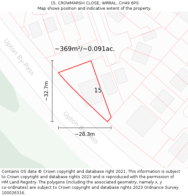 15, CROWMARSH CLOSE, WIRRAL, CH49 6PS: Plot and title map