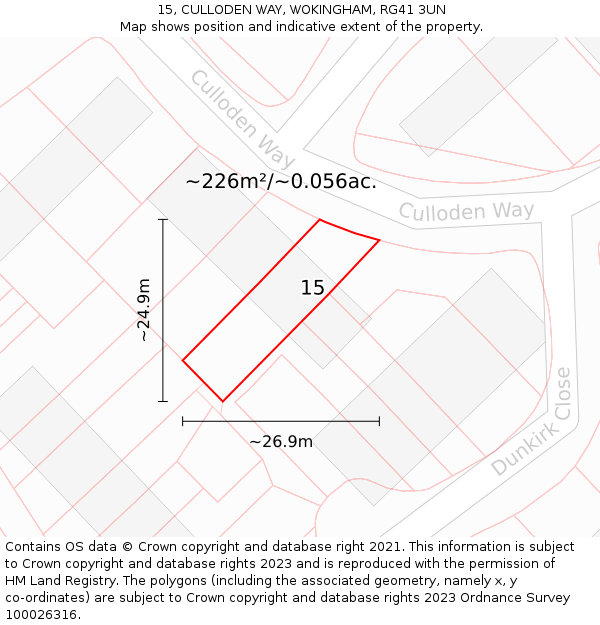 15, CULLODEN WAY, WOKINGHAM, RG41 3UN: Plot and title map