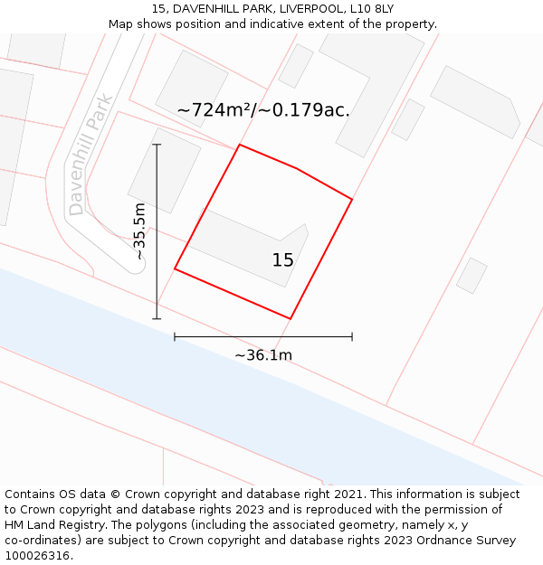 15, DAVENHILL PARK, LIVERPOOL, L10 8LY: Plot and title map