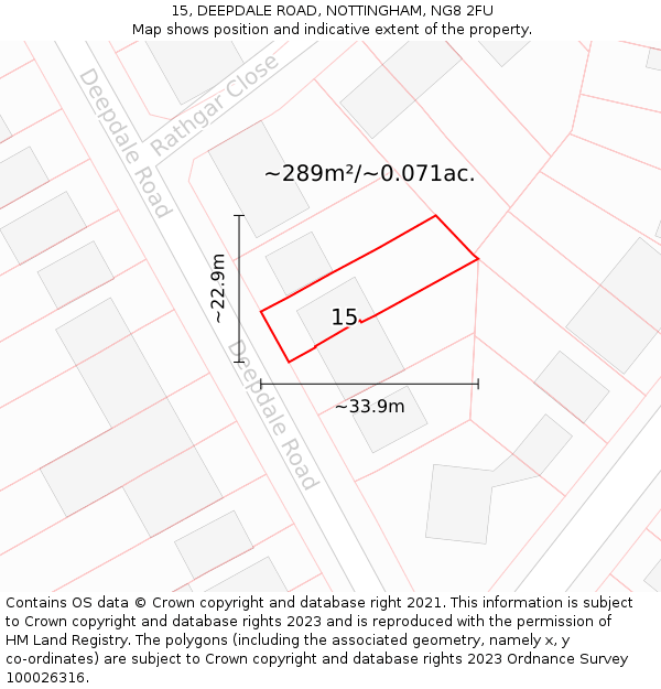 15, DEEPDALE ROAD, NOTTINGHAM, NG8 2FU: Plot and title map