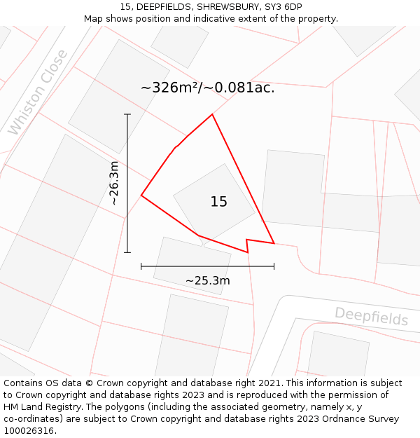 15, DEEPFIELDS, SHREWSBURY, SY3 6DP: Plot and title map