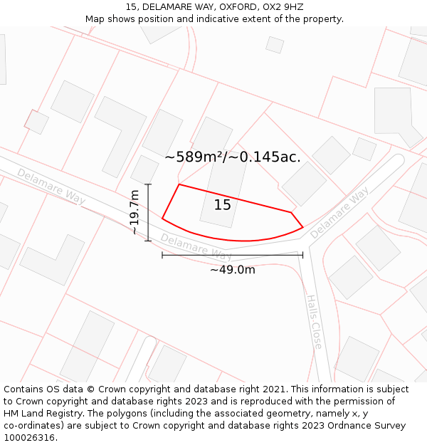 15, DELAMARE WAY, OXFORD, OX2 9HZ: Plot and title map