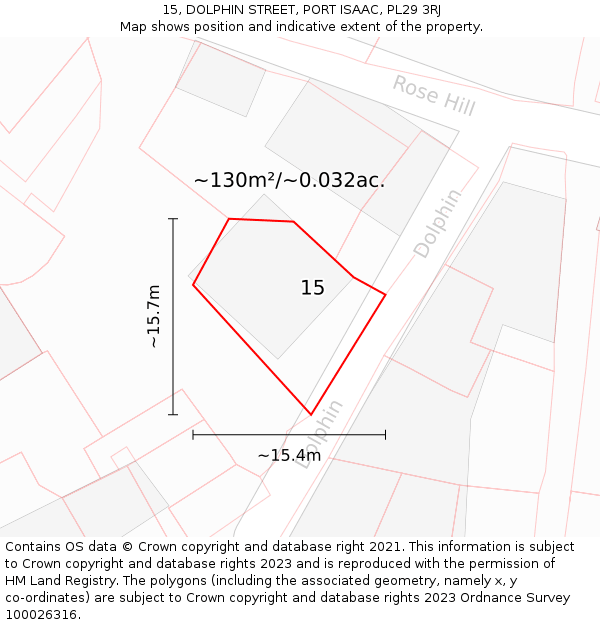 15, DOLPHIN STREET, PORT ISAAC, PL29 3RJ: Plot and title map