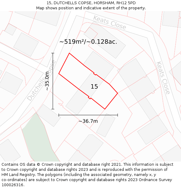 15, DUTCHELLS COPSE, HORSHAM, RH12 5PD: Plot and title map