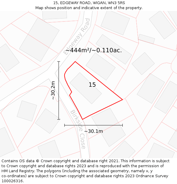 15, EDGEWAY ROAD, WIGAN, WN3 5RS: Plot and title map