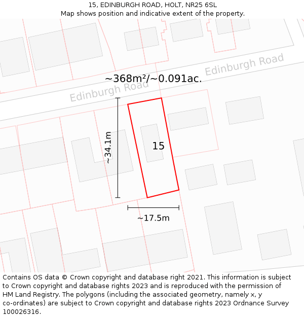 15, EDINBURGH ROAD, HOLT, NR25 6SL: Plot and title map