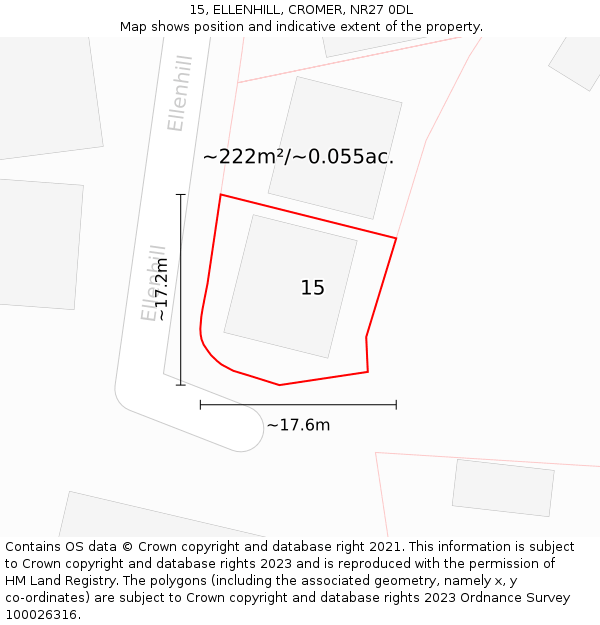 15, ELLENHILL, CROMER, NR27 0DL: Plot and title map